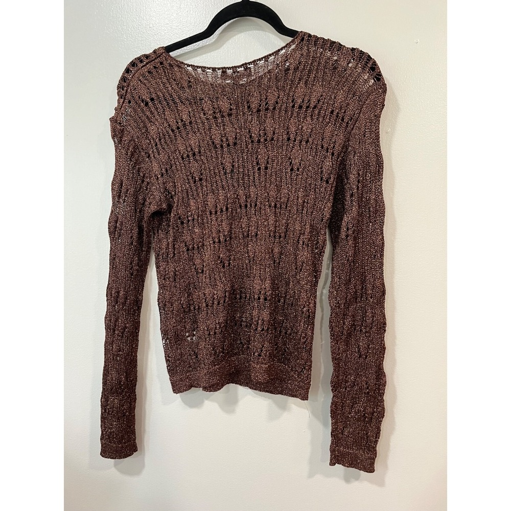 Emory Park Womens Metallic Bronze Crochet Sweater Size Small NWT